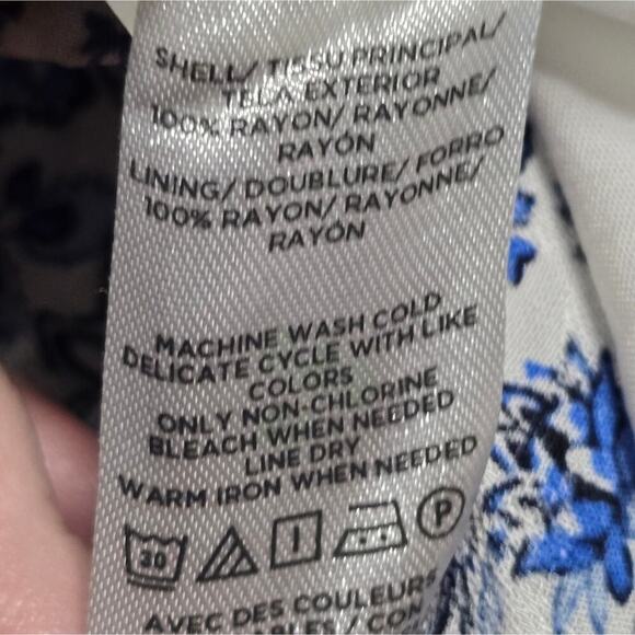 Loft Floral Blue White Midi Jungle Jacquard‎ Wrap Midi Dress Size 6 Small New - Picture 9 of 11